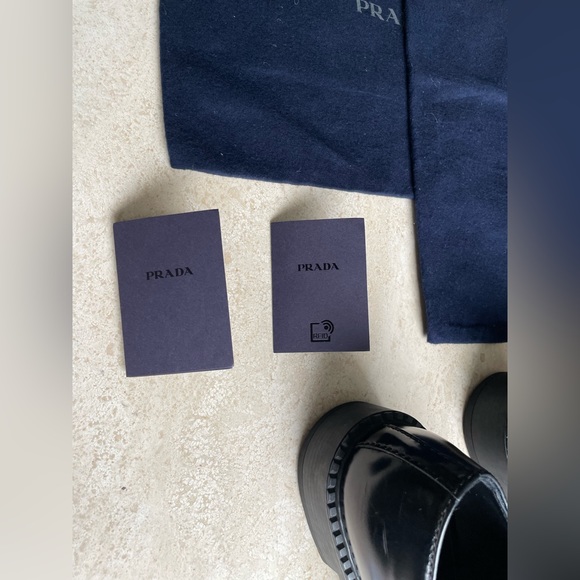 PRADA brushed black leather slip on loafers - Picture 9 of 10